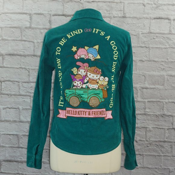 Hello Kitty Quilted Embroidered Patch Corduroy Shacket Jacket - Picture 1 of 9